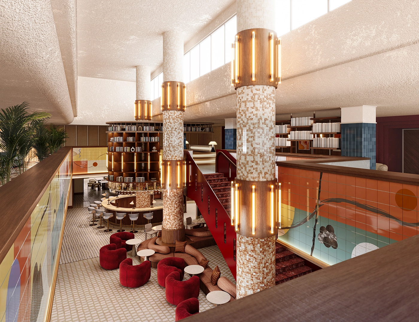 Restaurante Sheraton, Stockholm, años 70, cálido, retro, diseño, vintage